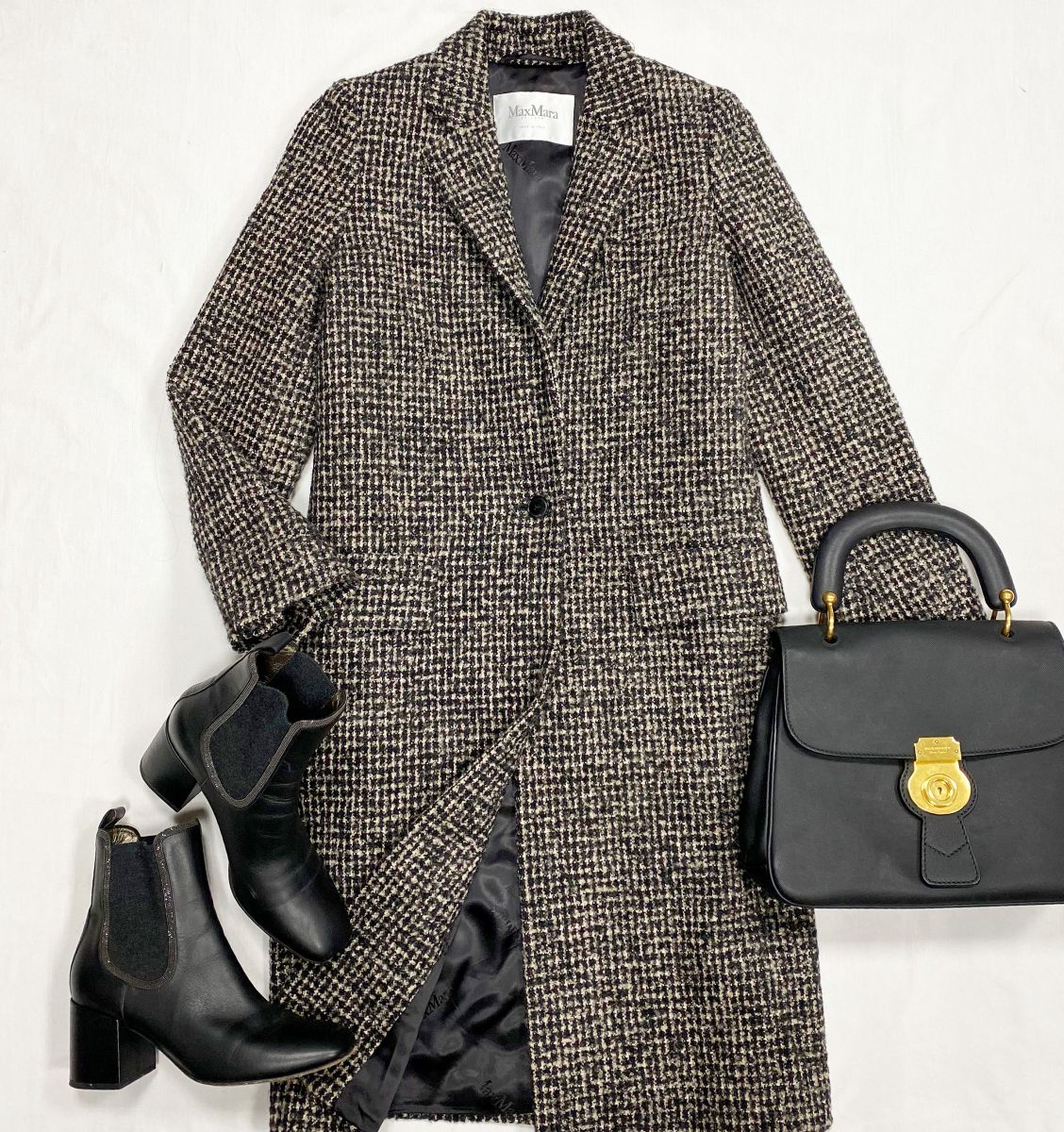 Пальто / твид / Max Mara размер 38 цена 23 078 руб Боильоны Brunello Cucinelli размер 39 цена 15 385 руб Сумка Burberry