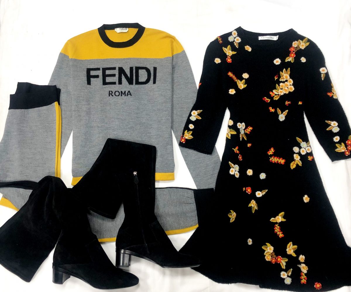 Костюм /кашемир/ FENDI
Размер М цена 23 484 руб 
Платье /кашемир/ CHRISTIAN DIOR размер М цена 78 275 руб
