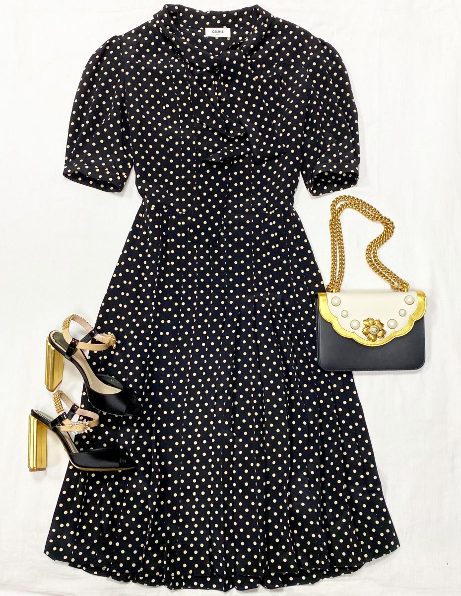 Платье / шелк / Celine размер 42 цена 78 275 руб 
Босоножки Christian Dior размер 38 цена 15 655 руб 
Сумка Gucci