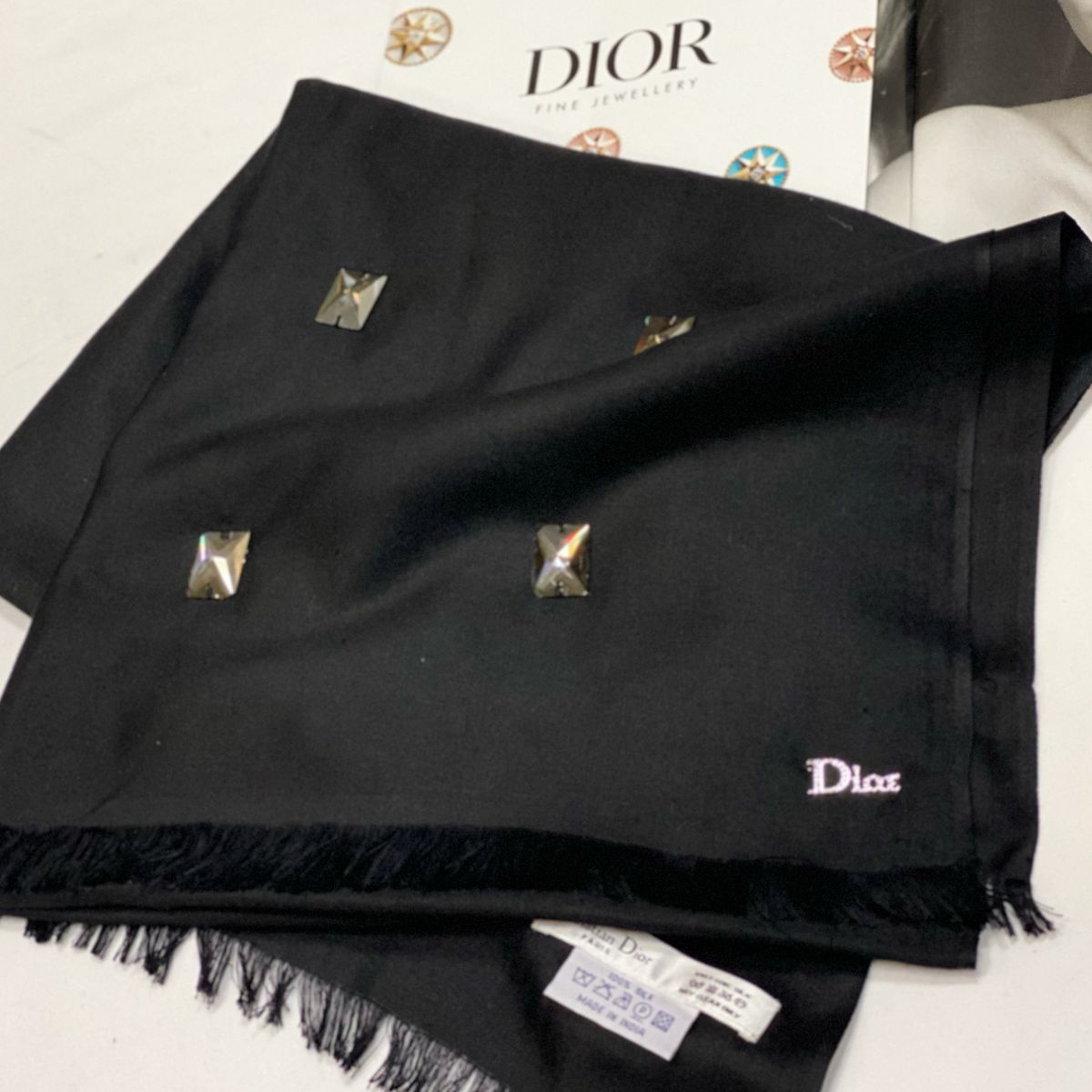 Палантин / отделка камни / Christian Dior размер 230/70 цена 15 385 руб 