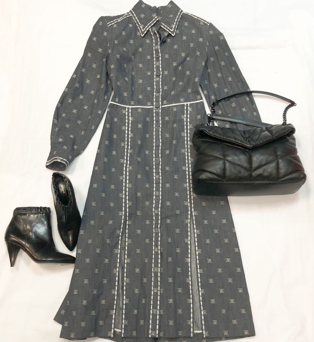 Платье джинсовое Fendi размер 42 цена 30 770 руб 
Ботильоны CELINE размер 37.5 цена 38 463 руб /новые/ 
Сумка SAINT LAURENT