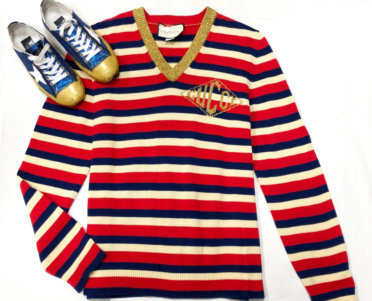 Свитер GUCCI размер L цена 23 483 руб 
Кеды GGBD