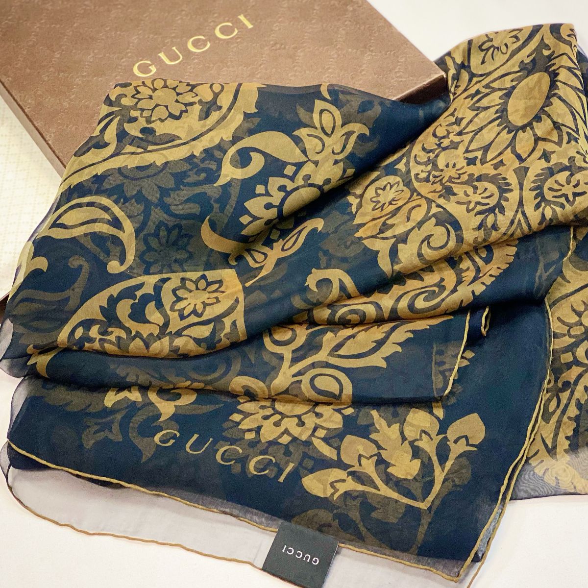 Палантин / шифон / Gucci размер 180/130 цена 7 693 руб