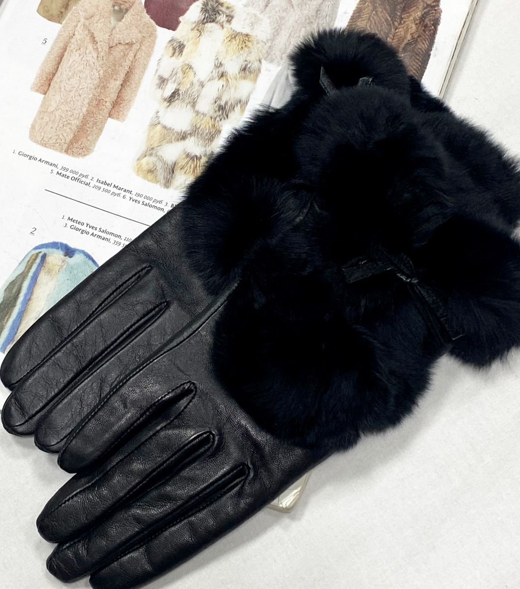 Перчатки/ кожа/ мех/ размер 6.5 цена 4 697 руб
