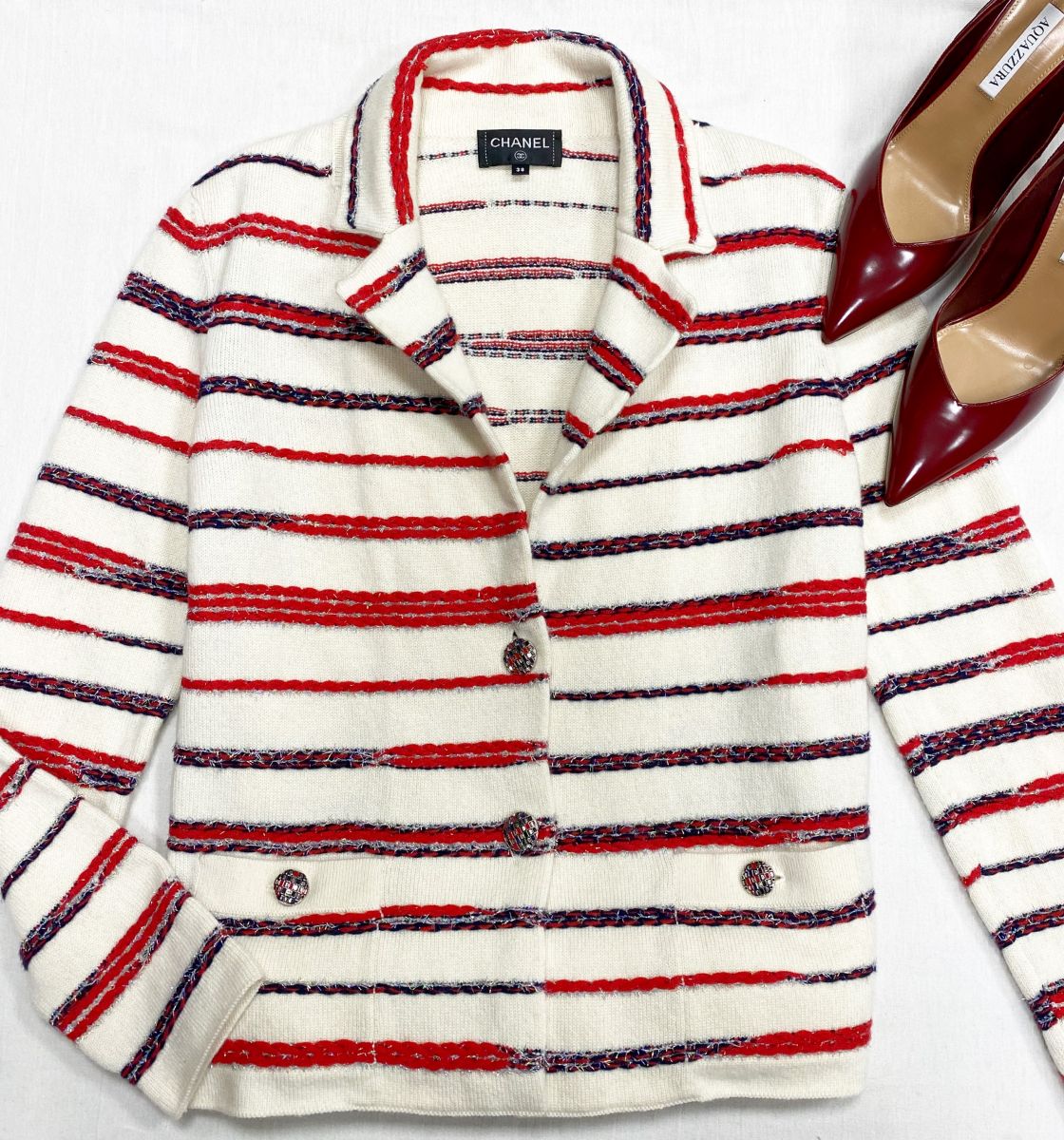 Жакет / кашемир / декоративная отделка люрекс / Chanel размер 38 цена 93 930 руб