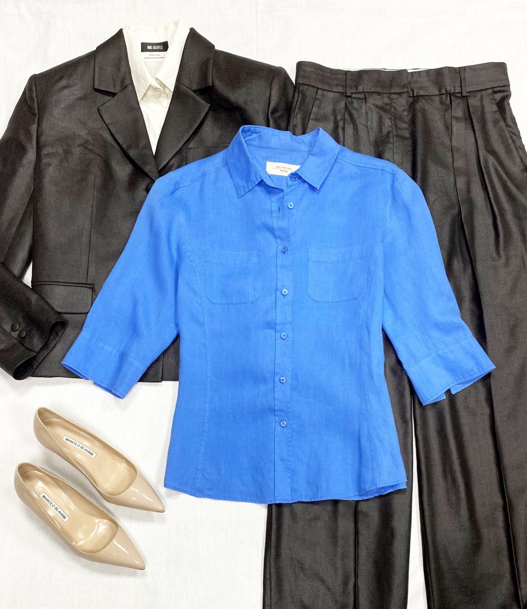 Костюм Lesyanebo размер M цена 15 655 руб
Рубашка Weekend/ Max Mara размер 42 цена 6 262 руб
Туфли Manolo Blahnik размер 37 цена 26 614 руб