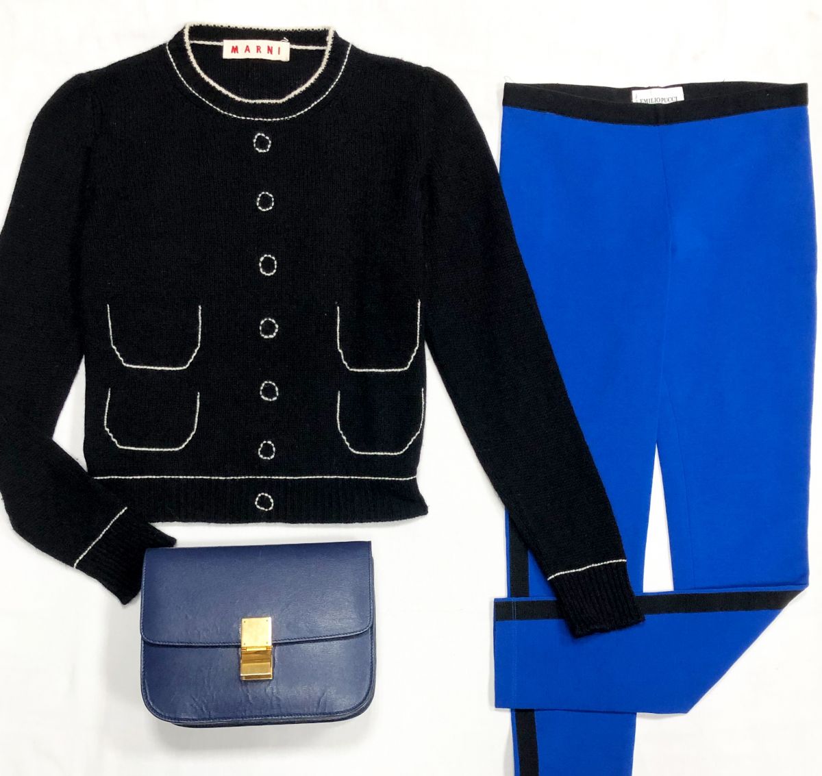 Кофта Marin размер 44 цена 7 693 руб
Брюки Emilio Pucci размер 42 цена 7 693 руб
Сумка Celine