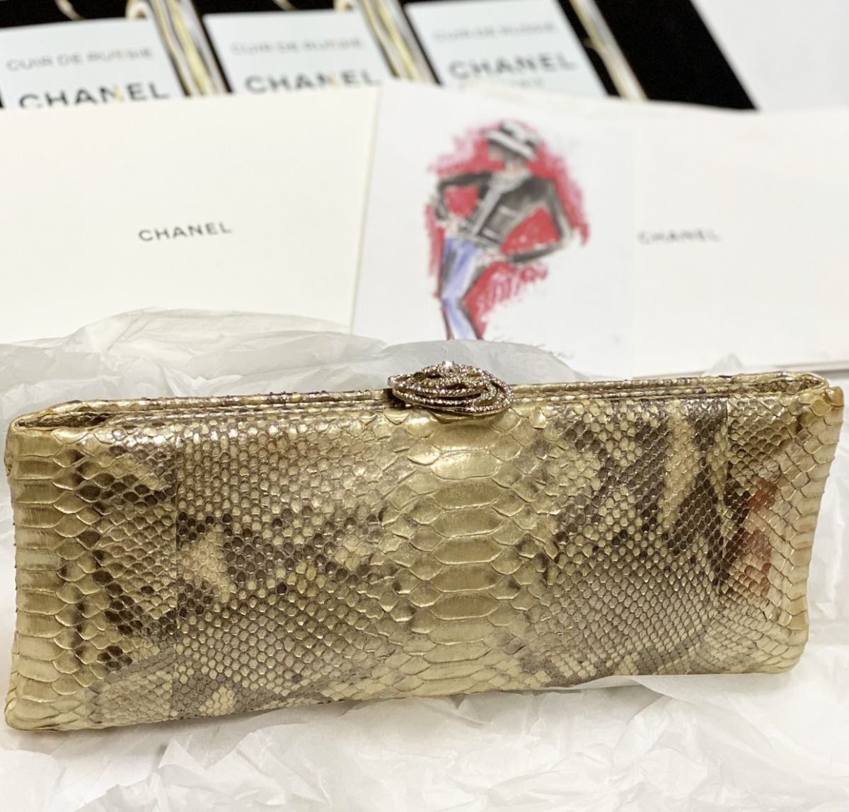 Chanel python clutch outlet