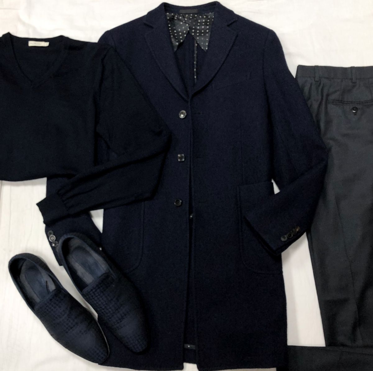 #Mechtamen
Пальто LAB PAL ZILERI размер 48 цена 15 655 руб 
Джемпер SUITSUPPLY размер XL цена 3 131 руб 
Брюки BRIONI размер 54 цена 7 828 руб