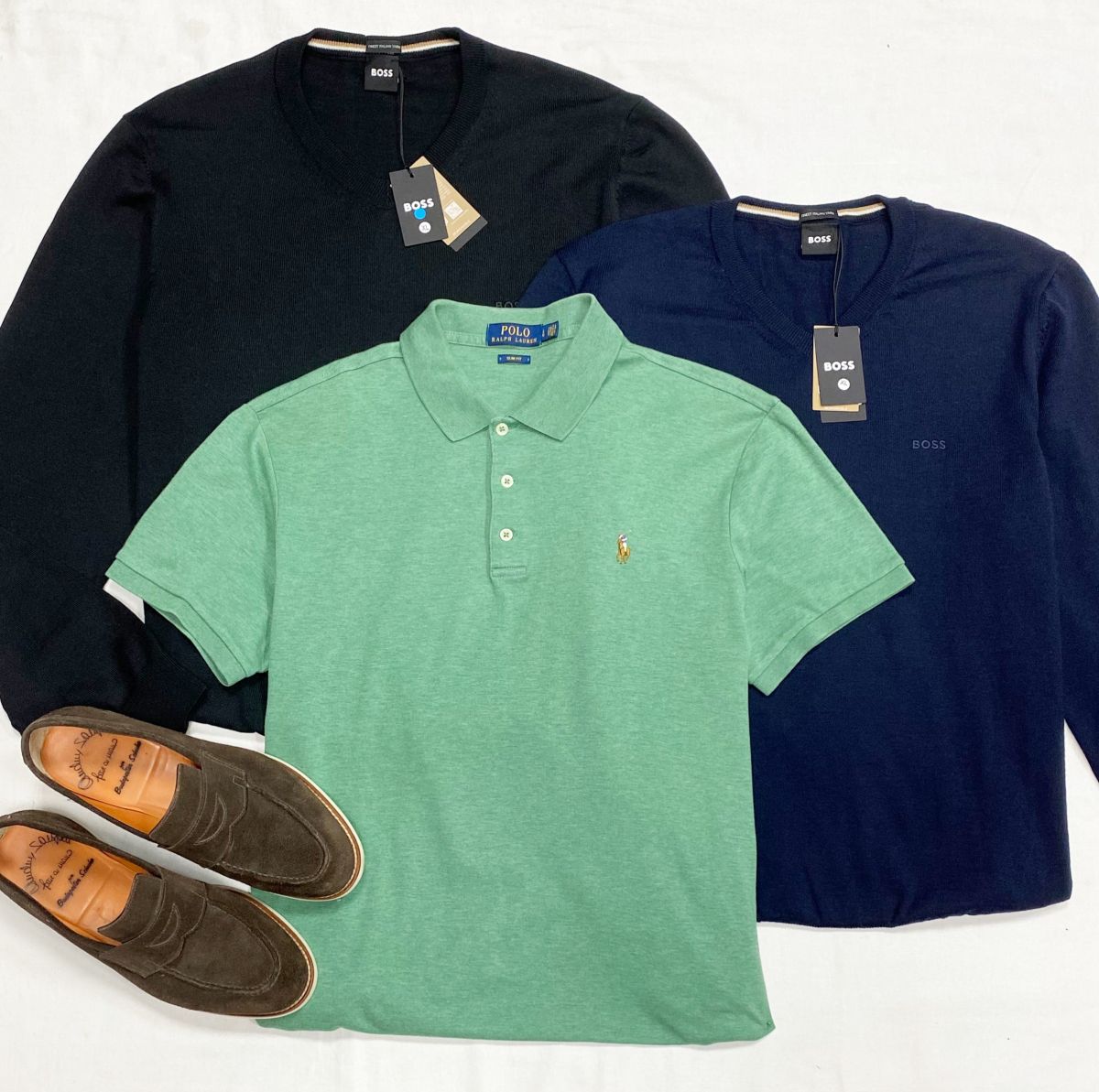 #mechtamen Кофты Boss размер  XL цена по 6 262 руб/ с биркой/
Поло Ralph Lauren размер L цена 4 697 руб
Лоферы Santoni размер 41.5 цена 9 393 руб