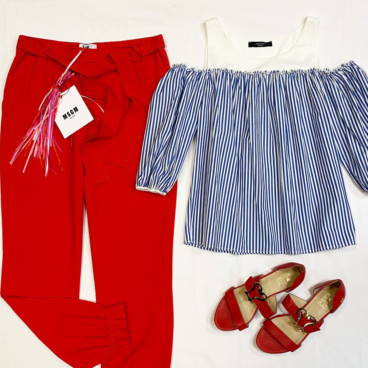 Брюки MSGM размер 40 цена 6 154 руб Блузка Weekend Max Mara размер 40 цена 6 154 рубБосоножки Love Moschino размер 37.5 цена 4 616 руб