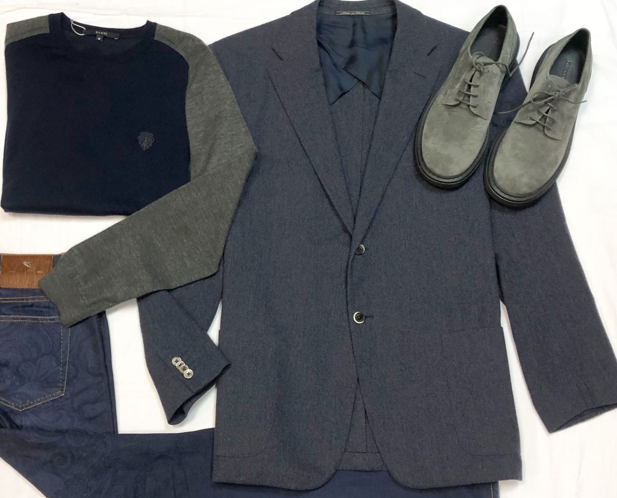 #Mechtamen
Пиджак CORNELIANI размер 56 цена 12 308 руб 
Джинсы ETRO размер 32 цена 9 231 руб 
Туфли EMPORIO ARMANI размер 44 цена 15 385 руб
