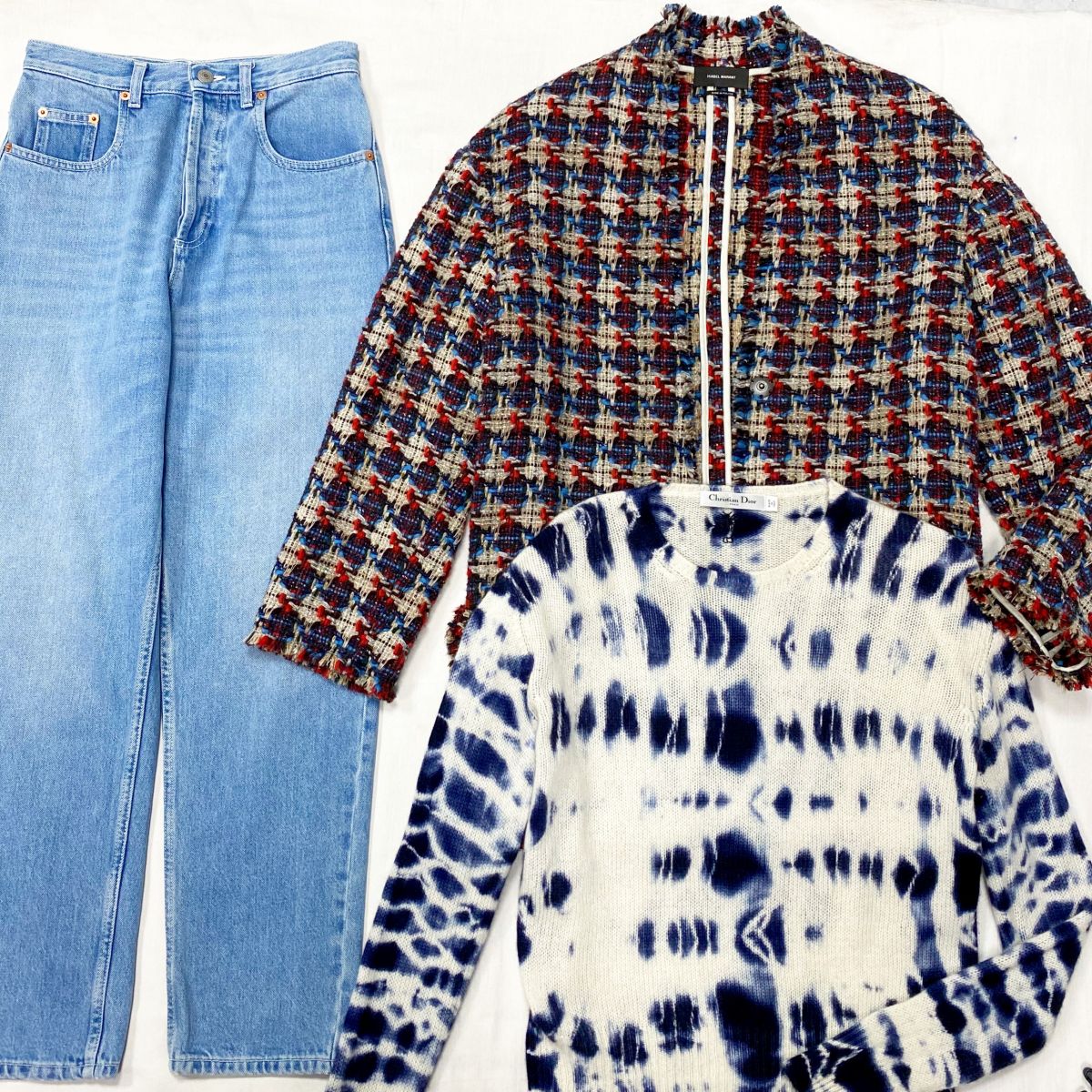 Кофта / кашемир / Christian Dior размер 40 цена 31 310 руб 
Жакет / твид / Isabel Marant размер 40 цена 15 655 руб 
Джинсы Gucci размер 38 цена 23 483 руб