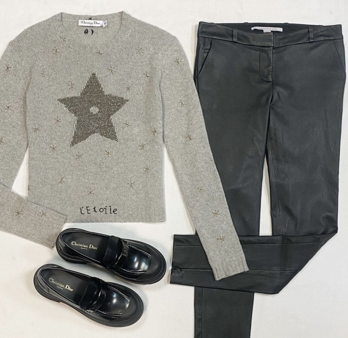 Кофта/люрекс/Dior размер 36 цена 23 078 рубБрюки/кожа/ Diane Von Furstenberg размер 0 цена 15 385 рубЛоферы Dior размер 39 цена 61 540 руб
