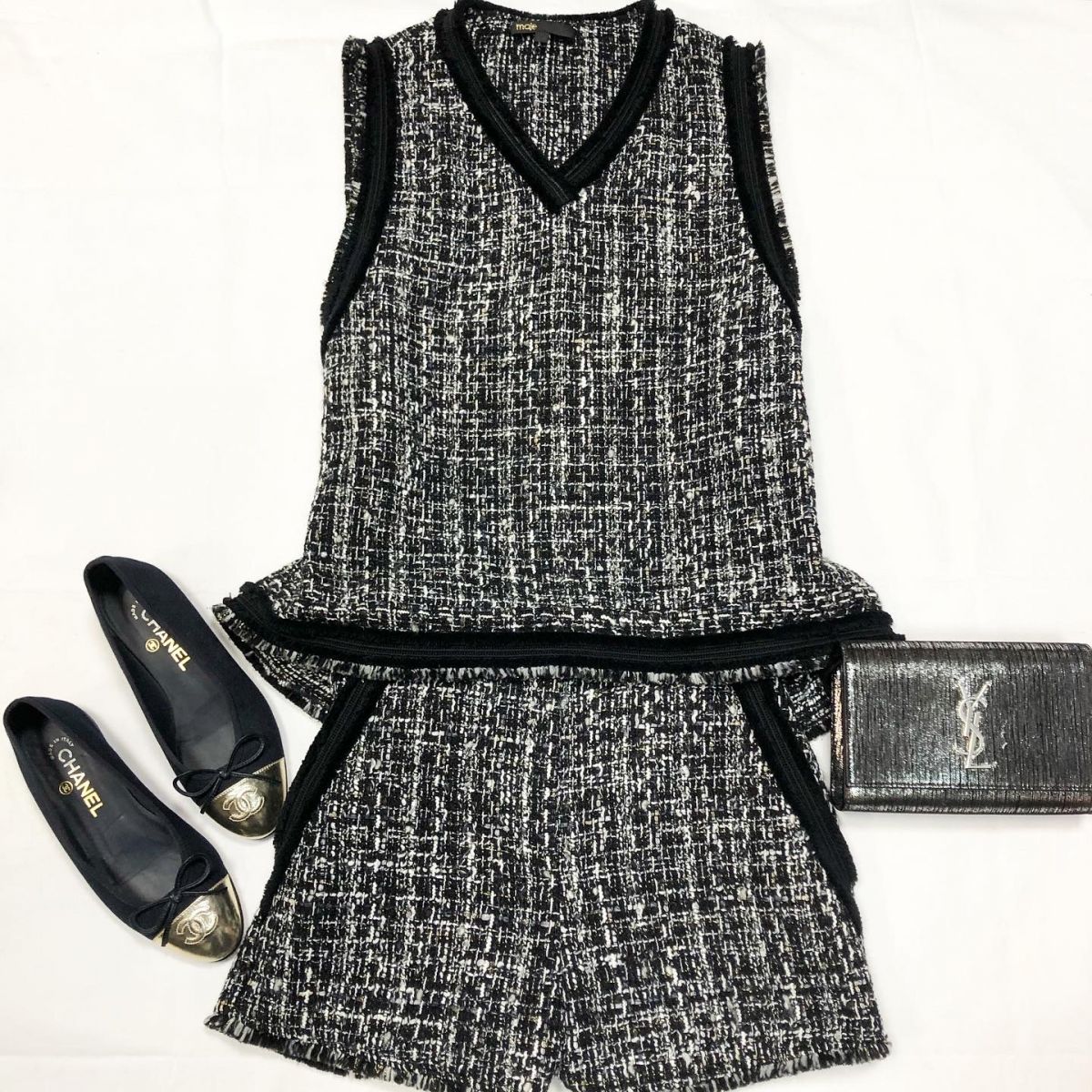 Костюм /твид/люрекс/бархат/ MAJE размер 1 цена 10 770 руб Клатч SAINT LAURENT