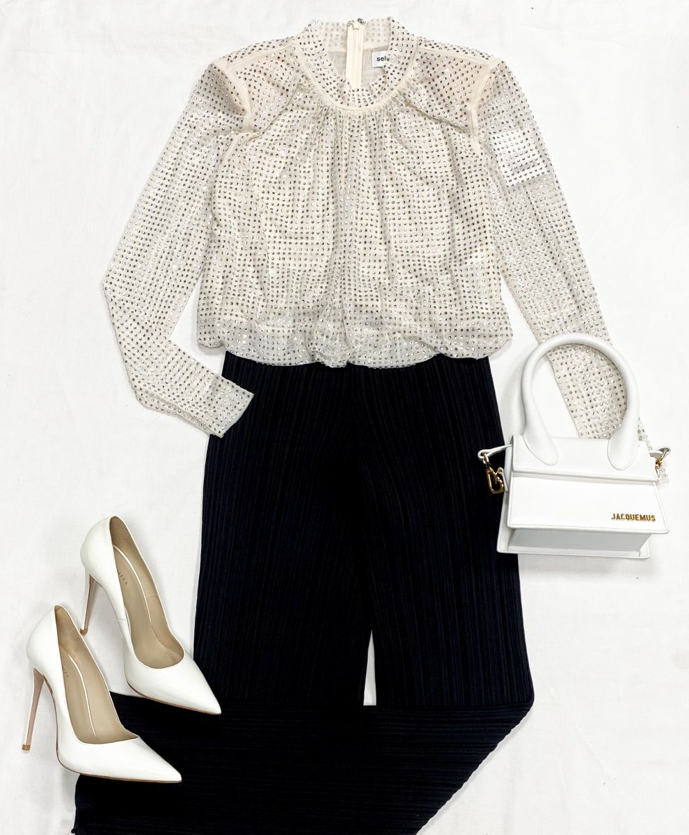 Блузка /камни/ Self Portrait размер 10/6 цена 15 655 руб
Брюки Acne Studios размер M цена 7 828 руб
Туфли Lesilla размер 37 цена 23 483 руб
Сумочка Jacquemus 