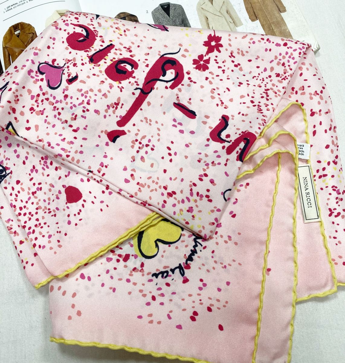 Платок / шелк / Nina Ricci размер 90/90 цена 10 959 руб