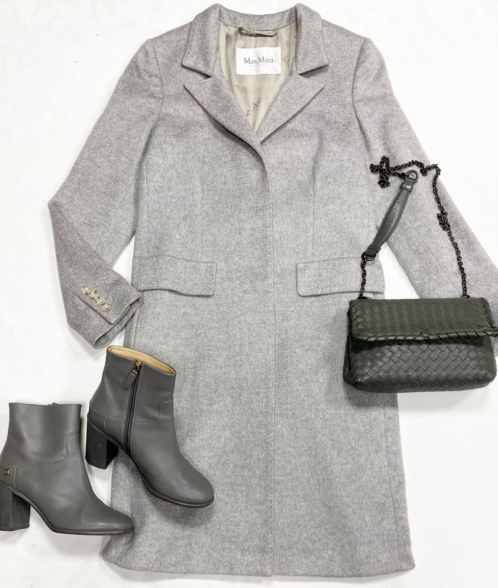 Пальто Max Mara размер 38 цена 23 483 рубБотильоны Chanel размер 37.5 цена 15 655 рубСумка Bottega Veneta