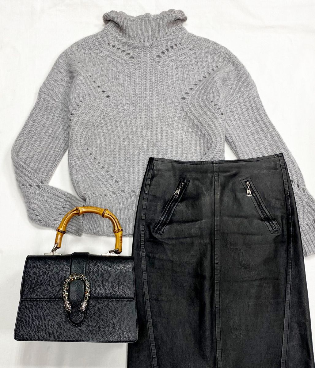 Свитер / кашемир/ Fts размер 42 цена 18 786 руб
Юбка /кожа/ Louis Vuitton размер 36 цена 12 524 руб
Сумка Gucci 