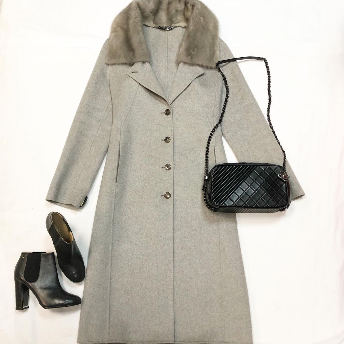 Пальто /мех норки/кашемир/ JIL SANDER размер 38 цена 61 540 руб Сумка CHANEL