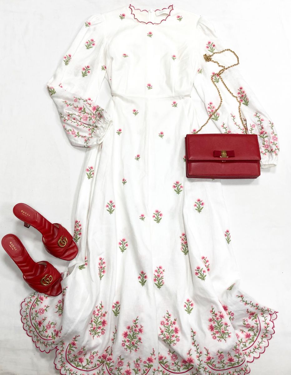 Платье/ лён/ вышивка/ Zimmerman размер 3 цена 39 138 рубСабо Gucci размер 40 цена 31 310 рубСумка Salvatore Ferragamo