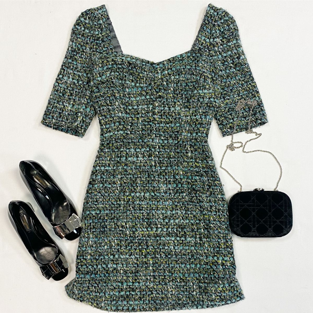 Платье/твид/ DOLCE GABBANA  размер 40 цена 10 770 рубТуфли LOUIS VUITTON  размер 36.5 цена 23 078 рубСумка DIOR 