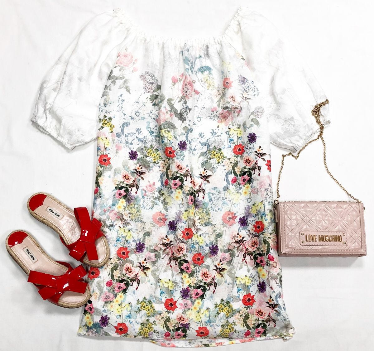 Платье/лён/ размер 42 цена 7 693 рубСабо Miu Miu размер 37 цена 10 770 рубСумка Moschino
