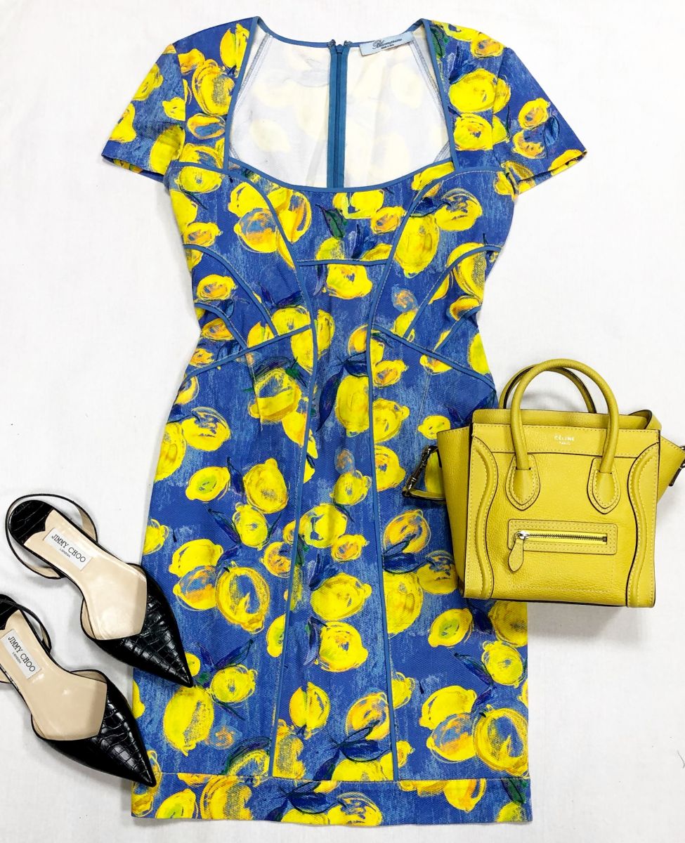 Платье Blumarine размер 44 цена 9 393 рубМюли Jimmy Choo размер 40 цена 15 655 рубСумка Céline
