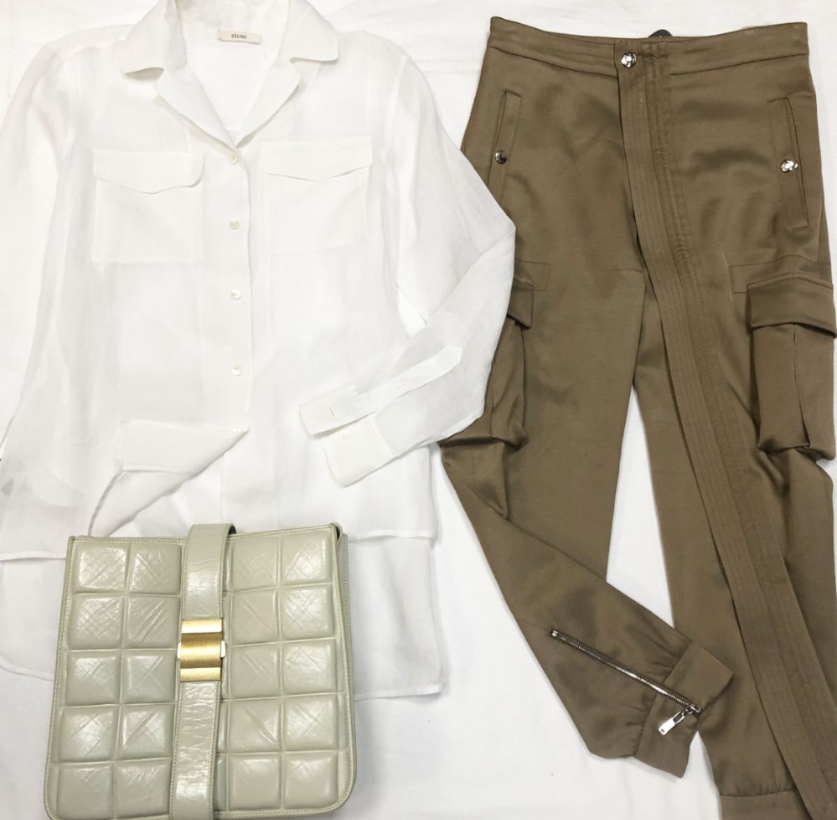 Рубашка /лён/ Celine размер 38 цена 7 693 руб Брюки Louis Vuitton размер 36 цена 23 078 руб Сумка Bottega Veneta