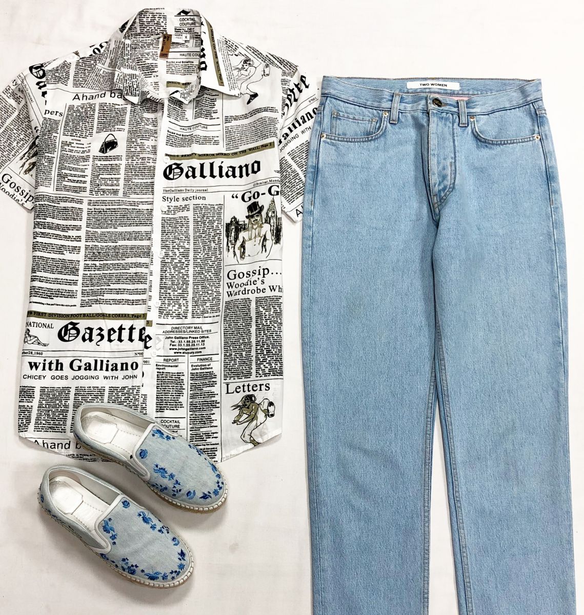 
Рубашка John GALLIANO размер M цена 6 262 руб
Джинсы Two Women размер цена 12 524 руб
Эспадрильи Christian Dior размер 37.5 цена 15 655 руб