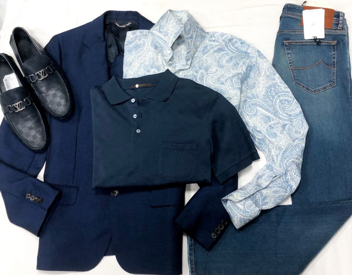 #Mechtamen
Пиджак Louis Vuitton размер 50/M цена 46 965 руб 
Рубашка/поло ETRO / LOUIS VUITTON размер 44 / XL цена 4 697 руб / 15 655 руб 
Джинсы JACOBS COHENEN размер 34 цена 23 483 руб /новые с ценником/