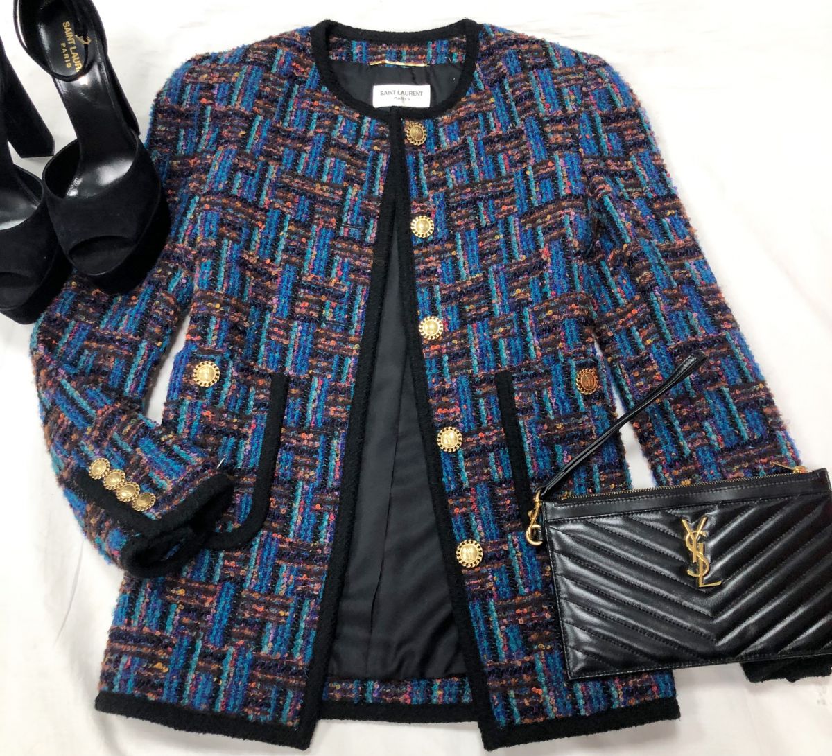 Жакет /твид/ Saint Laurent размер 34 цена 78 275 руб