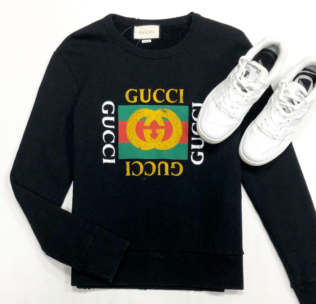 Толстовка Gucci размер XS цена 38 463 рубКеды New Balance размер 40.5 цена 9 231 руб