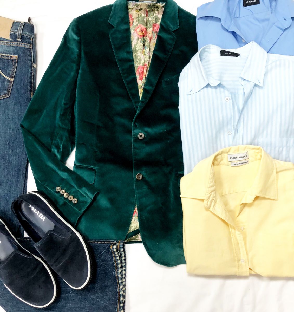 #Mechtamen 
Пиджак /бархат/ GUCCI размер 54 цена 39 138 руб /с ценником/ 
Джинсы COHËN размер 34/36 цена 6 256 руб