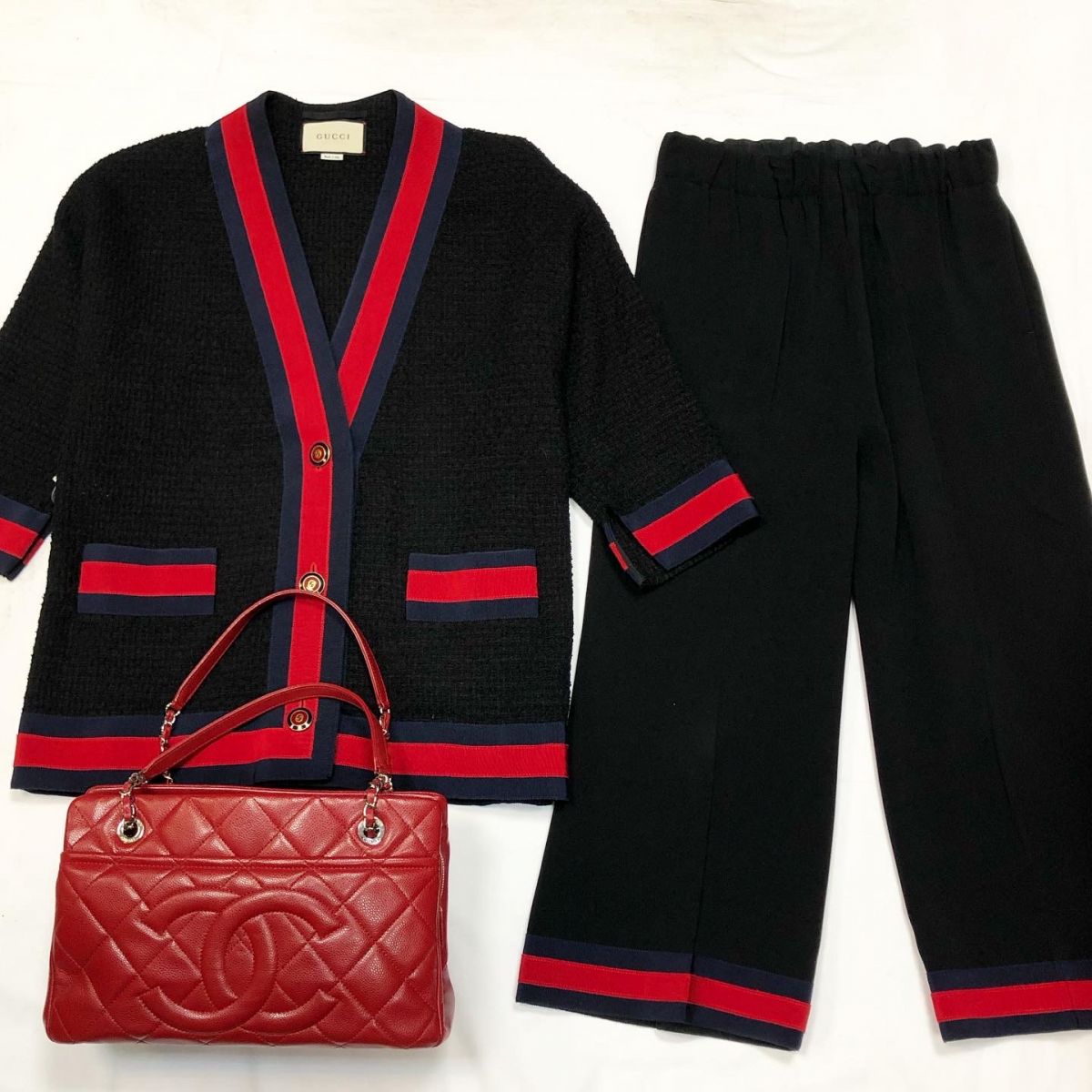 Костюм /жакет+брюки /твид/шёлк/ Gucci размер 40 цена 76 925 руб Сумка Chanel