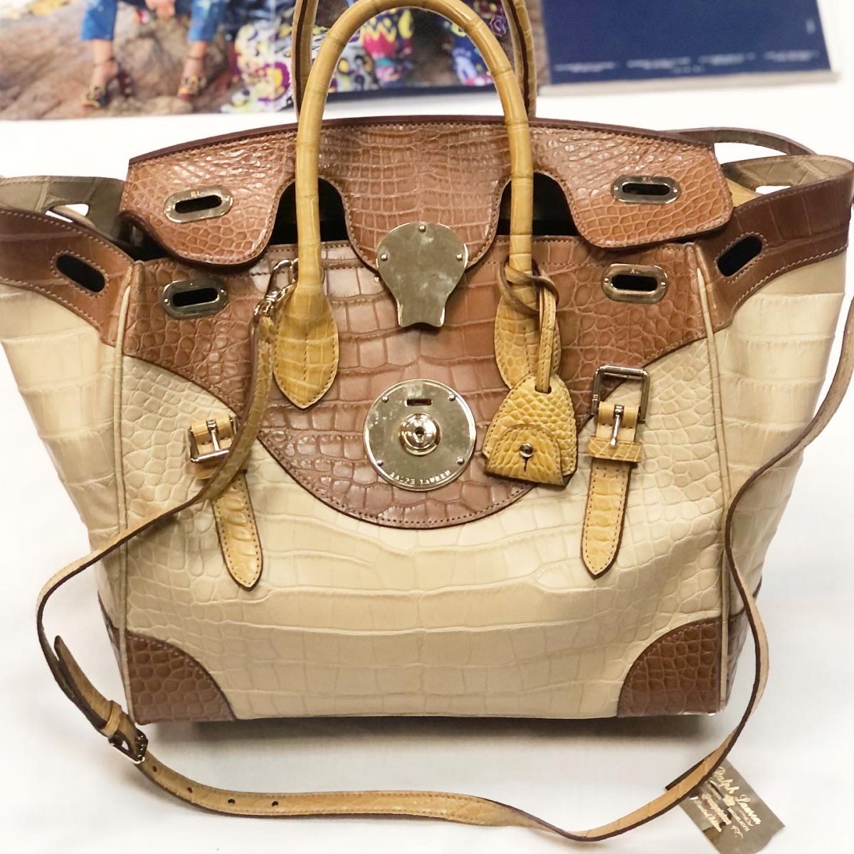 Ralph lauren alligator bag hotsell