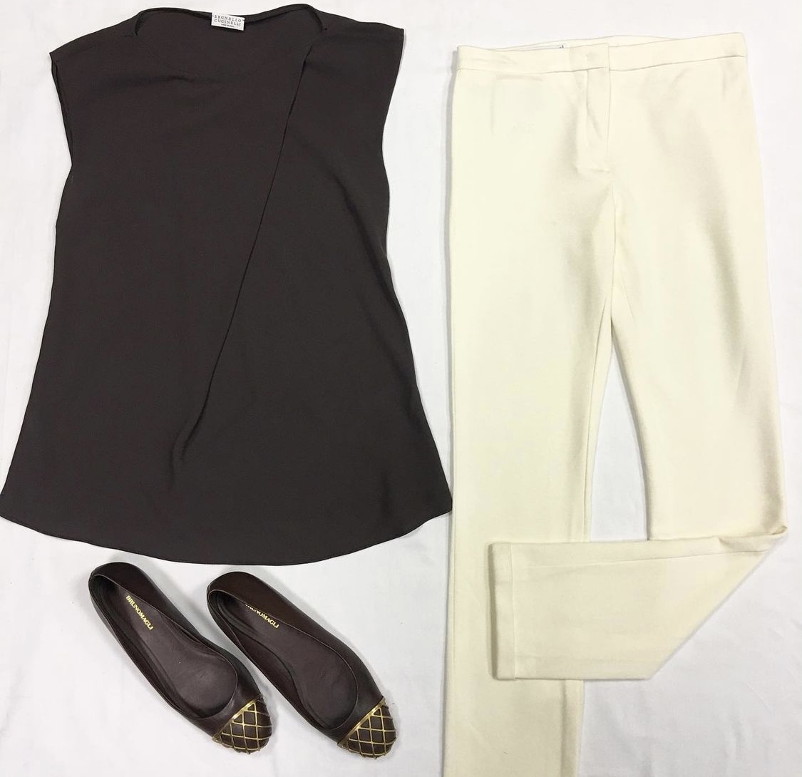 Топ / шёлк / Brunello Cucinelli размер M цена 6 154 руб 
Брюки Jil Sander размер 32 цена 3 077