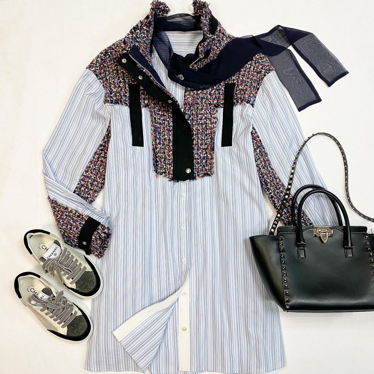 Туника / отделка твид / Sacai размер 2 цена 23 078 руб Кеды Chanel размер 35 цена 30 770 руб Сумка Valentino