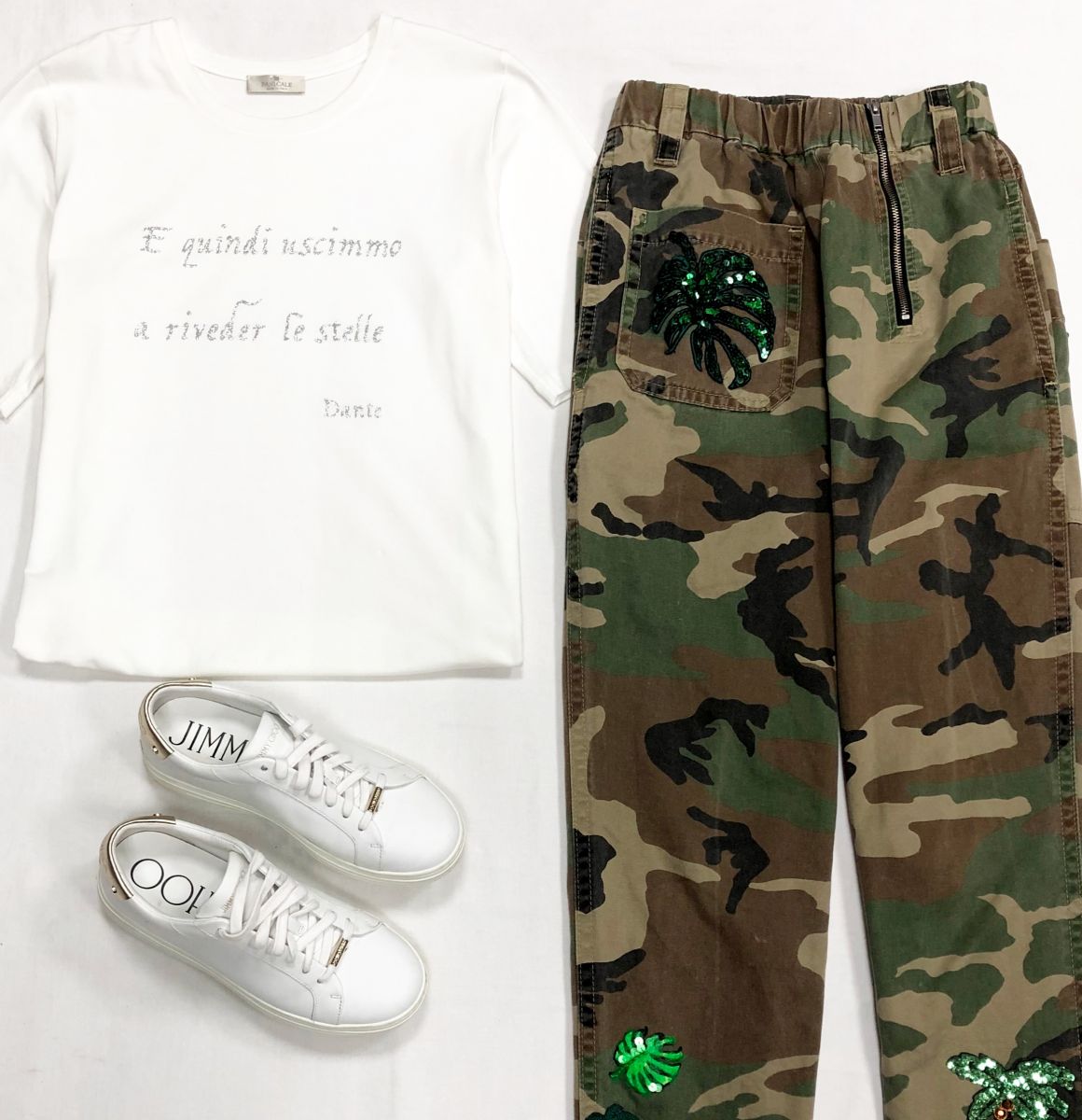Брюки/ пайетки/ Marc Jacobs размер 0 цена 4 697 рубФутболка PANICALE размер 44 цена 4 697 руб кеды Jimmy Choo размер 39 цена 15 655 руб