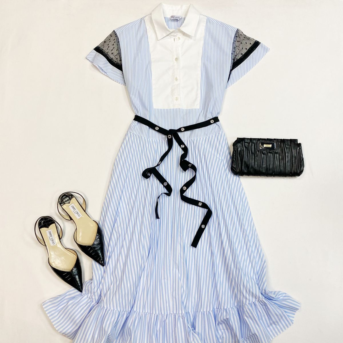 Платье Red Valentino размер 38 цена 9 231 рубМюли Jimmy Choo размер 40 цена 23 078 рубСумка Armani
