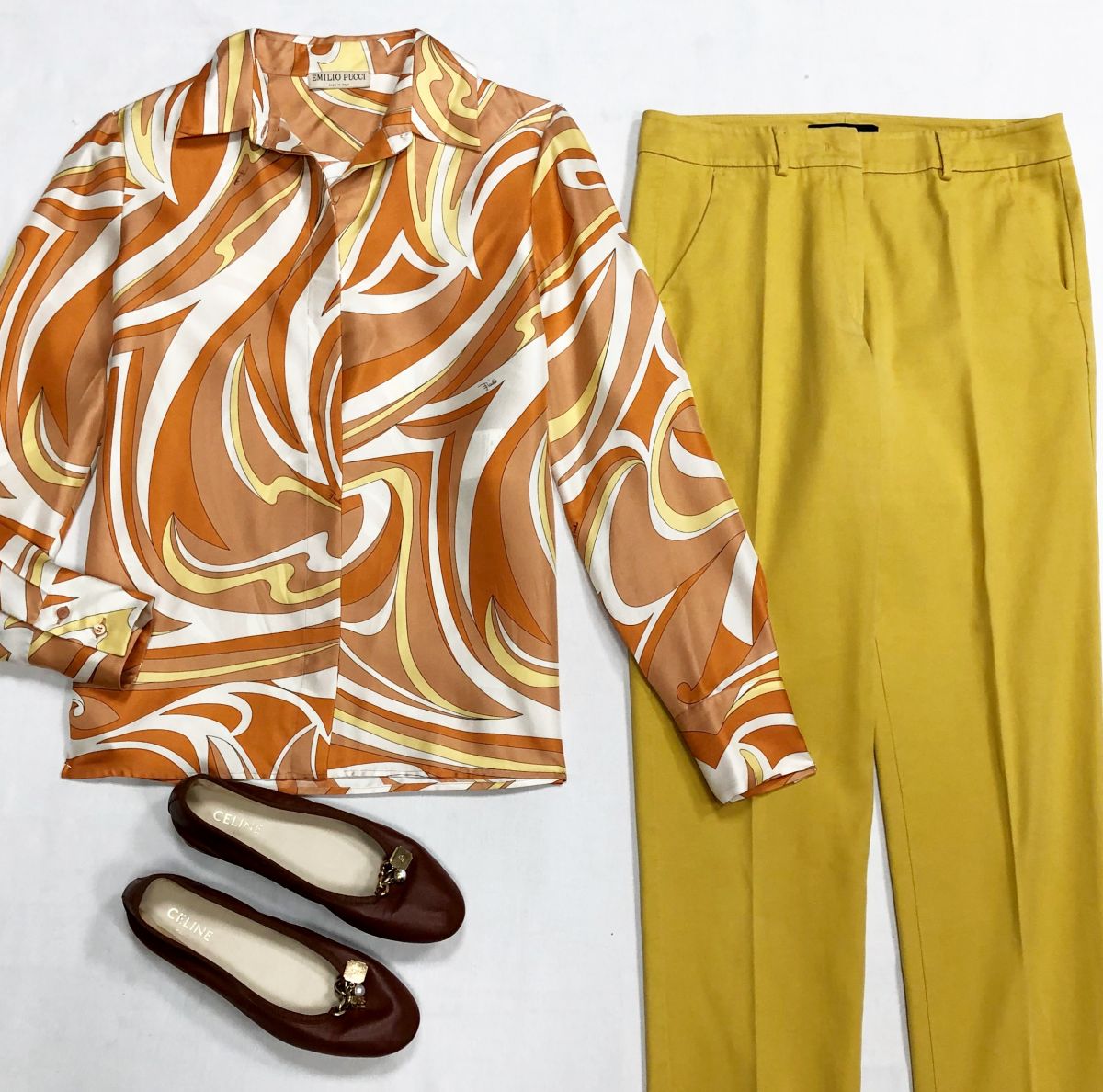 Блузка Emilio Pucci размер 42 цена 7 828 руб
Брюки Weekend / Max Mara / размер 38 цена 4 697 руб
Балетки Celine размер 36 цена 15 655 руб