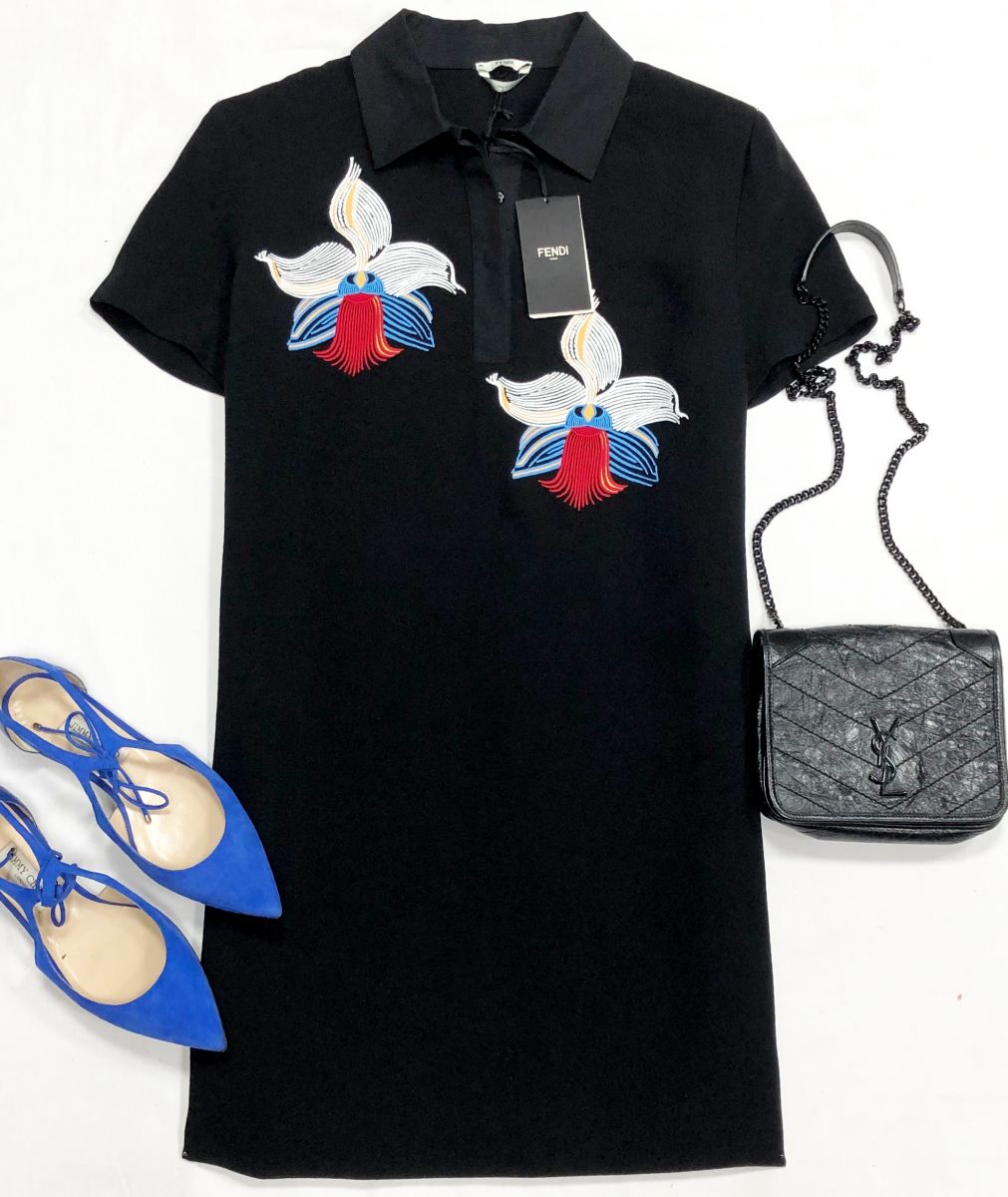 Платье/ вышивка/ Fendi размер 46 цена 23 483 руб/ с биркой/ БалеJimmy Choo размер 40 цена 15 655 рубСумка Saint Laurent