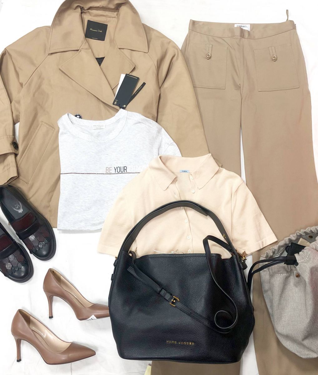 Тренч Massimo Dutti размер L цена 10 959 руб /новый с биркой/ 
Брюки Chanel размер 40 цена 39 138 руб /с биркой/ 
Туфли PRADA размер 36 цена 14 090 руб 
Лоферы Tods 
Сумка Marc Jacobs /новая/