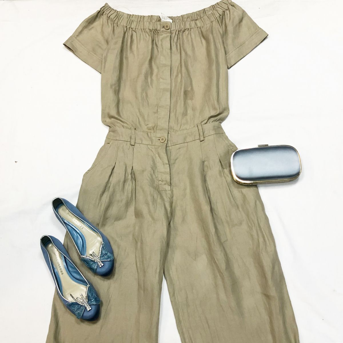 Комбинезон/лён/ Max Mara размер 40/44 цена 10 770 руб Балетки Marc Jacobs размер 37 цена 3 077 руб Клатч Hidmarch