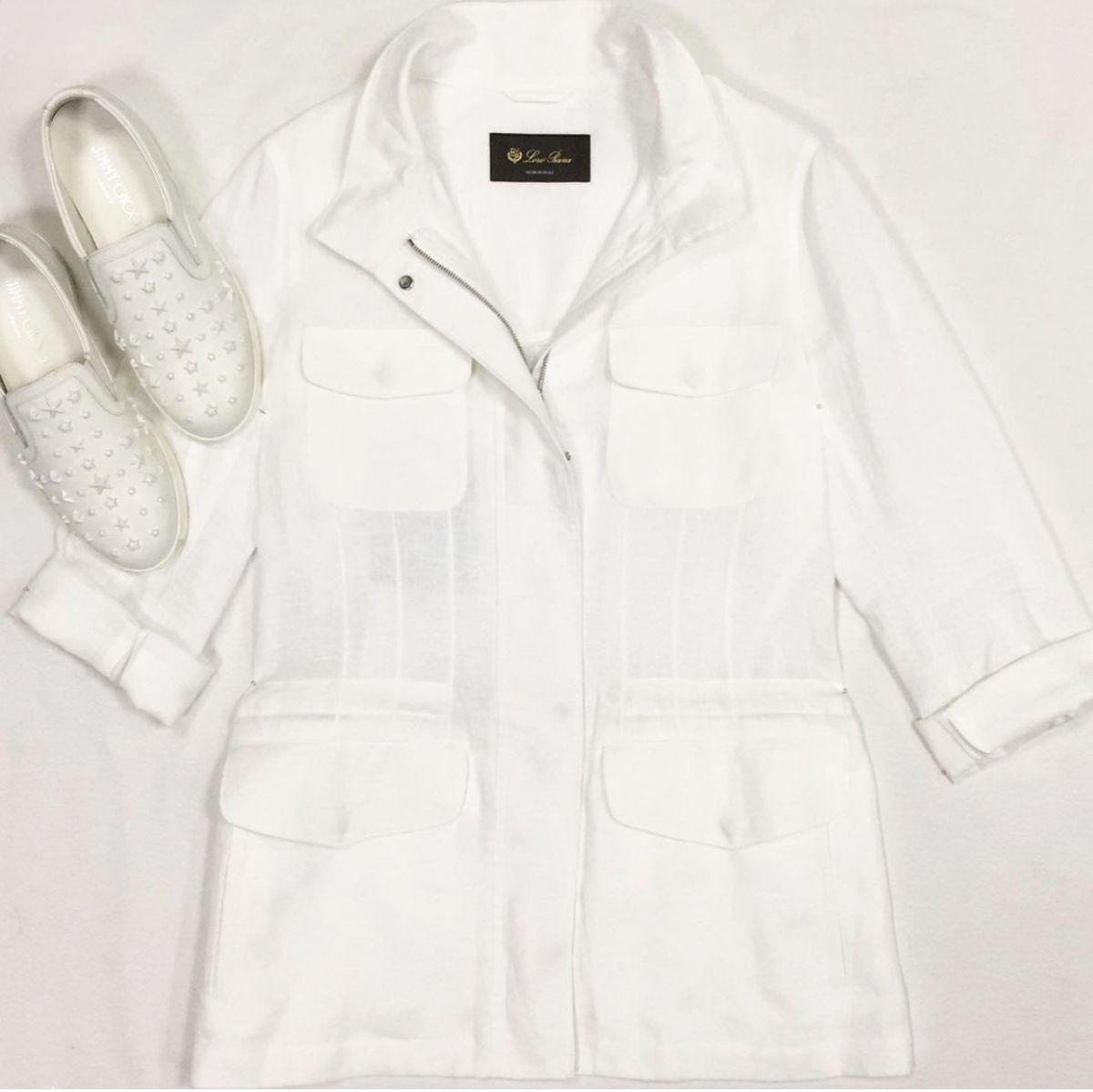 Куртка/лён/Loro Piana  размер 42 цена 61 549 рубСлипоны Jimmy Choo размер 37 цена 6 154 руб