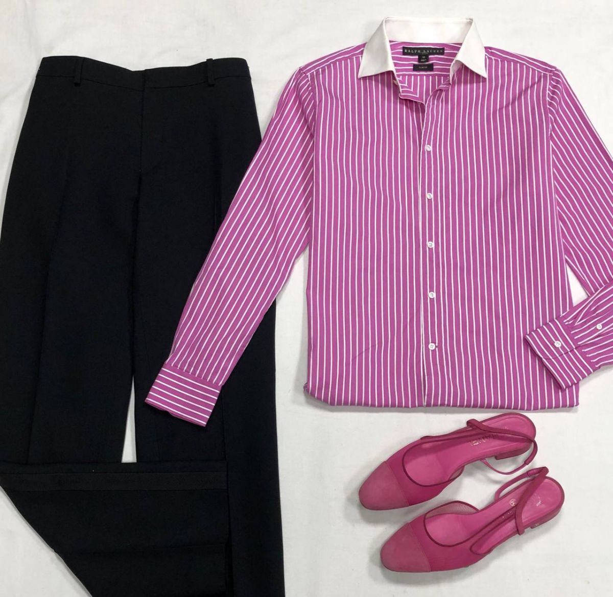 Рубашка Ralph Lauren размер 10 цена 7 828 рубБрюки Ralph Lauren размер 12 цена 10 959 рубБосоножки Chanel размер 40 цена 78 275 руб