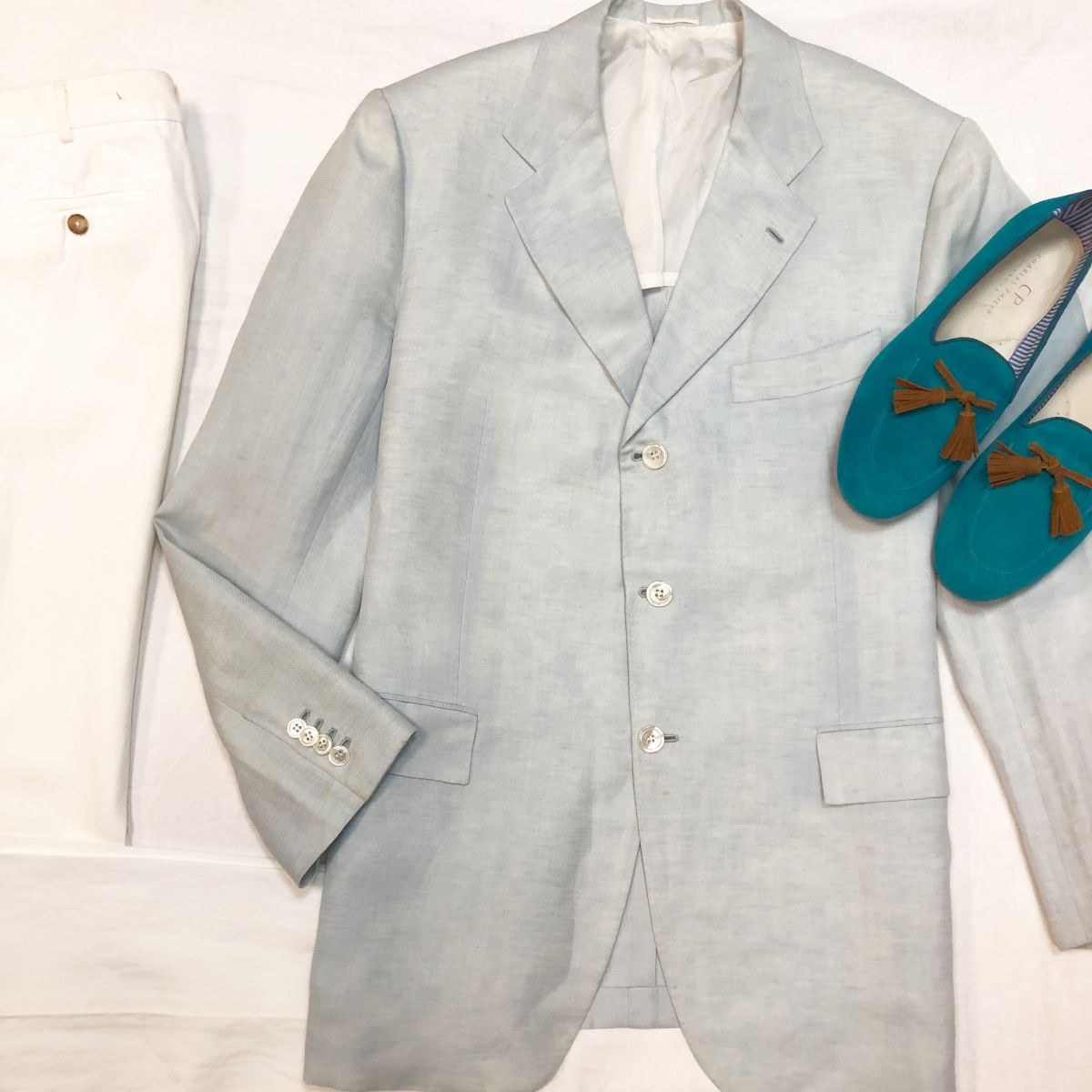 #Mechtamen
Пиджак /лён/ кашемир/ KITON размер 52 цена 15 385 руб 
Брюки /лён/ Zegna размер 50 цена 6 154 руб