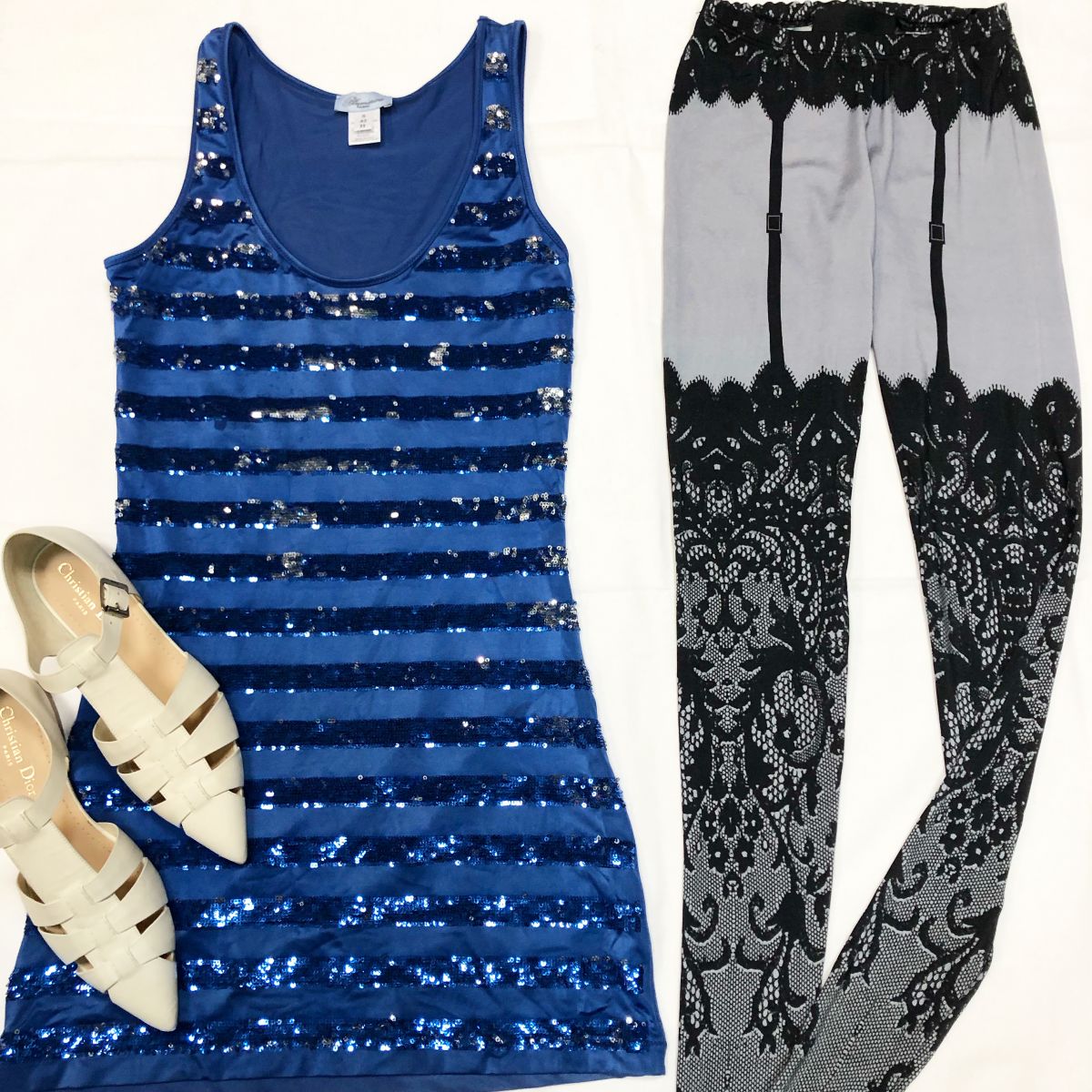 Туника /пайетки/ Blumarine размер S цена 3 078 руб Легинсы Philipp Plein размер S цена 3 078 руб Туфли Christian Dior размер 36 цена 38 463 руб