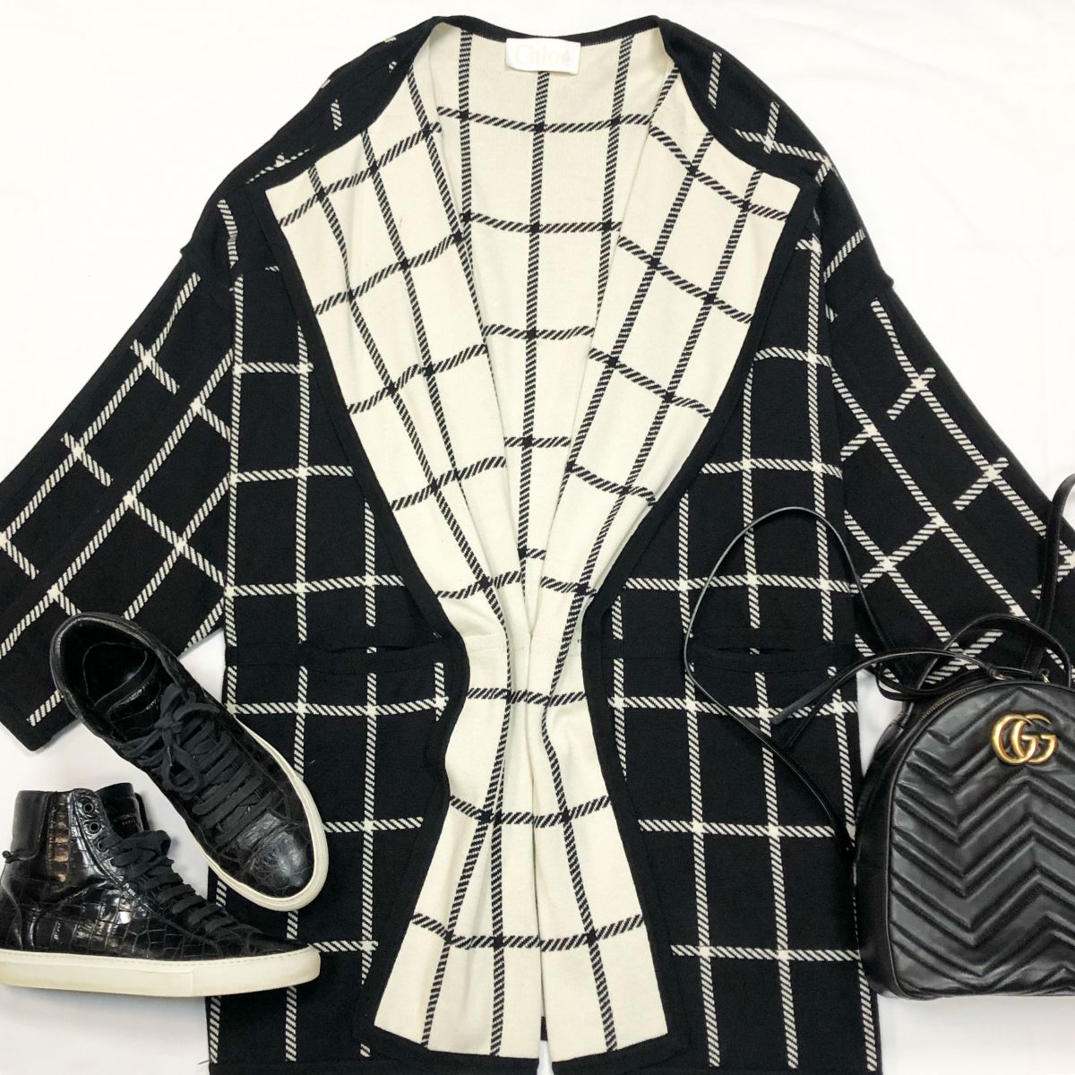 Пальто - кардиган Chloe размер М цена 23 078 руб Кеды Givenchy размер 39 цена 23 078 руб Рюкзак Gucci