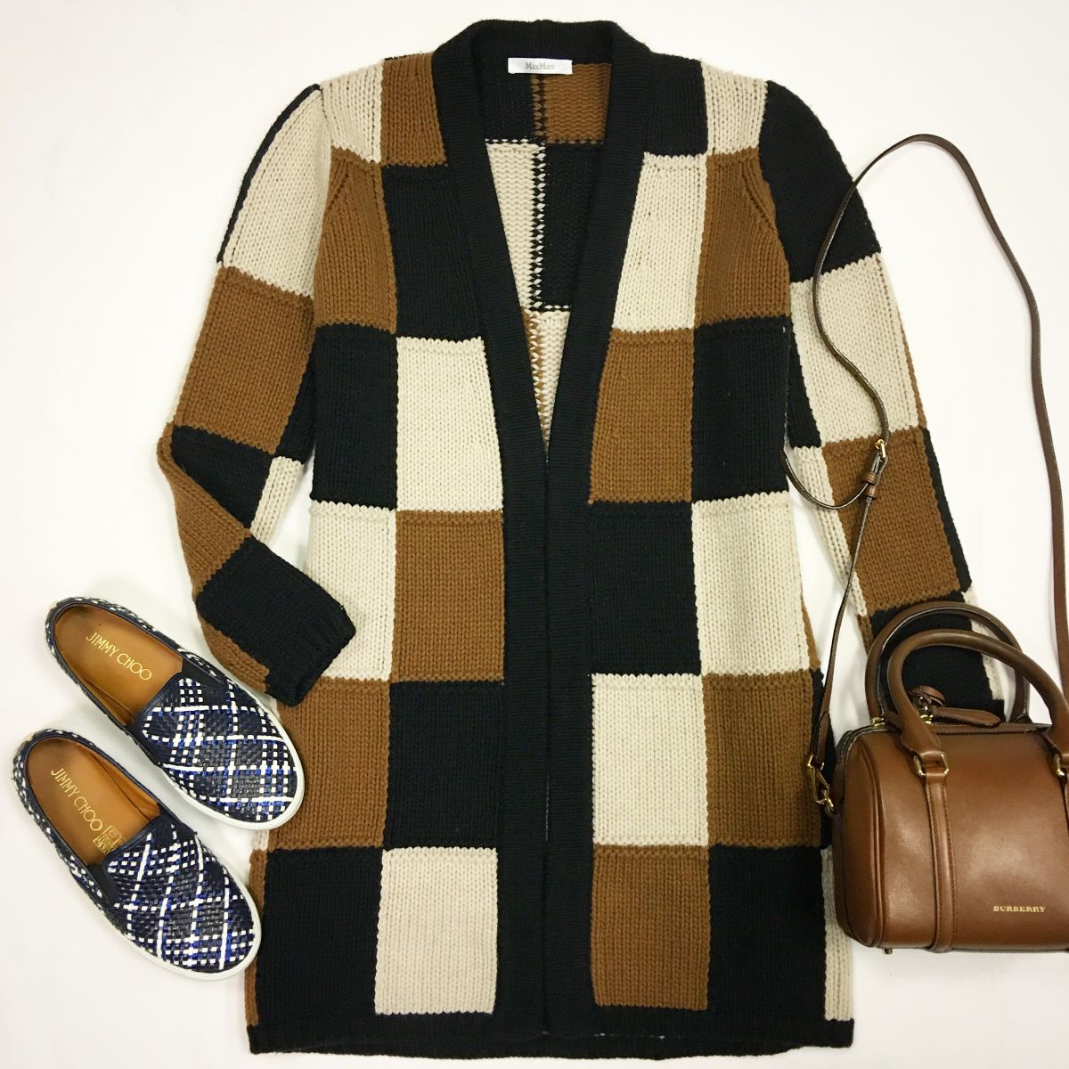 Кардиган / шерсть / кашемир / Max Mara  размер S цена 13 847 руб Слипоны Jimmy Choo размер 38 цена 7 693 руб Сумка Burberry 